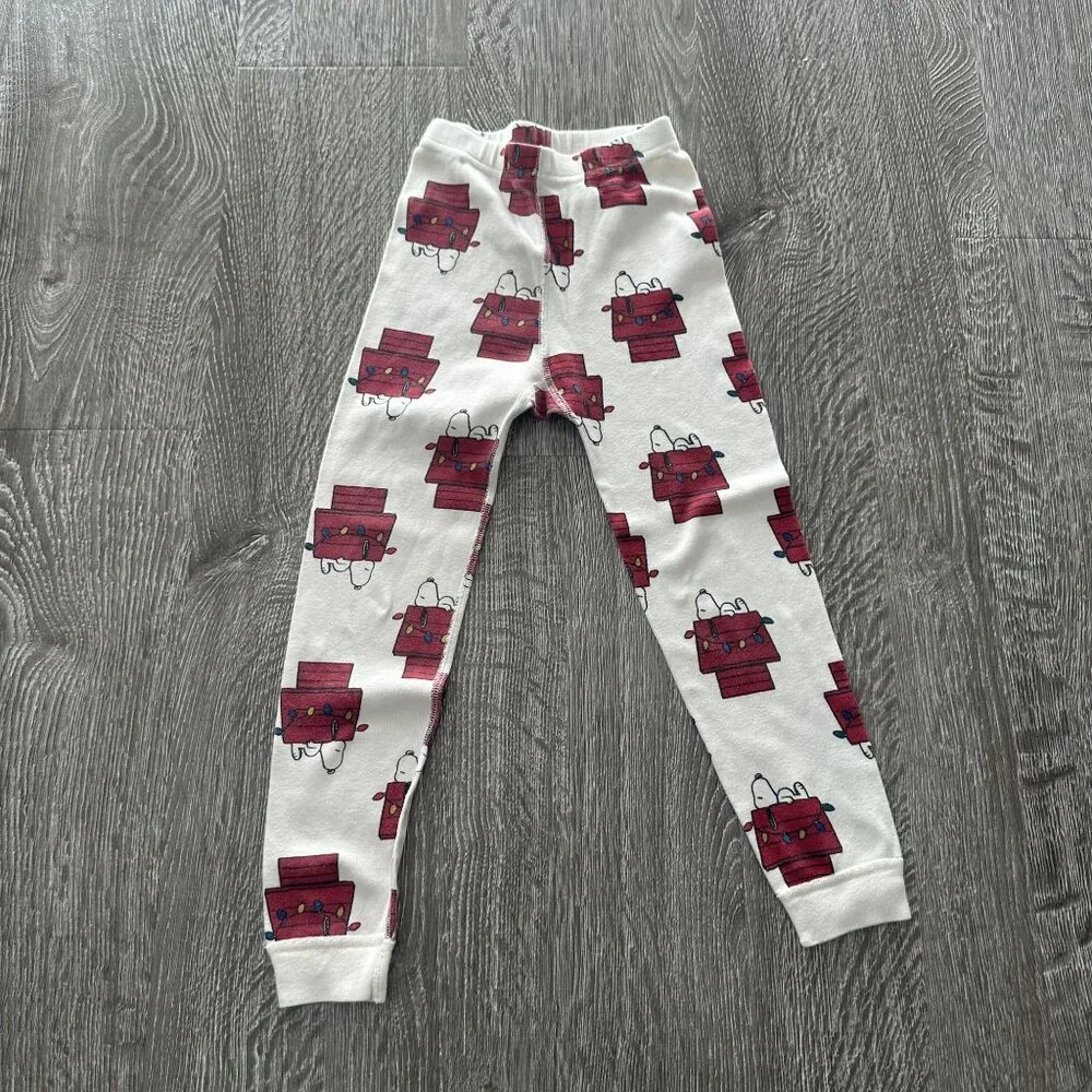 Hanna Andersson Snoopy Christmas Long John Pajamas 5 Holiday Festive Organic Cot